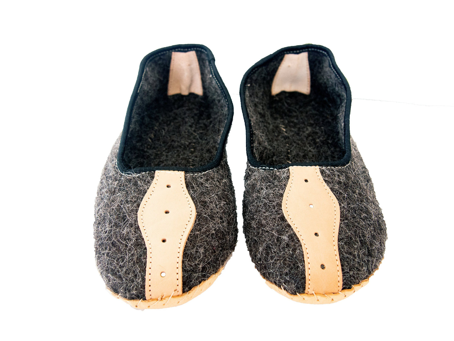 Mens Felt and Real Leather Slippers.